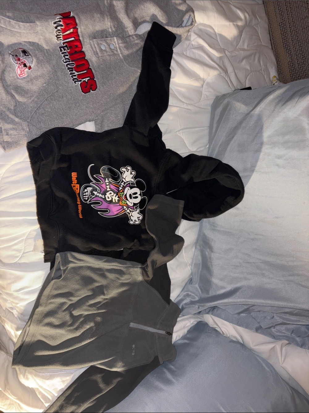 Disney Kids Black Mickey Skull Graphic Hoodie with Purple Accent